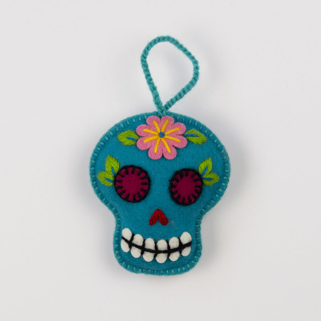 Embroidered Sugar Skull Ornament