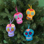 Embroidered Sugar Skull Ornament