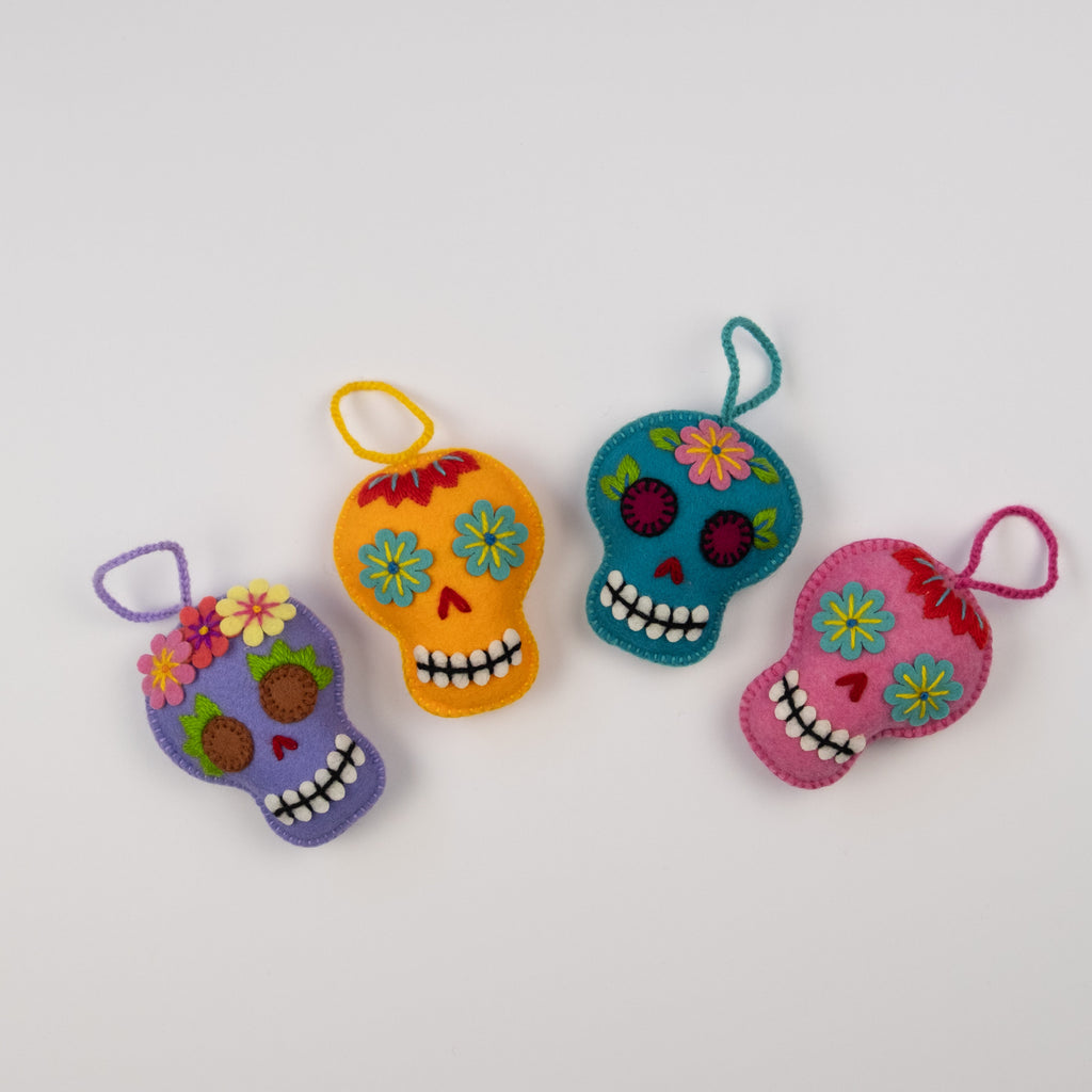 Embroidered Sugar Skull Ornament