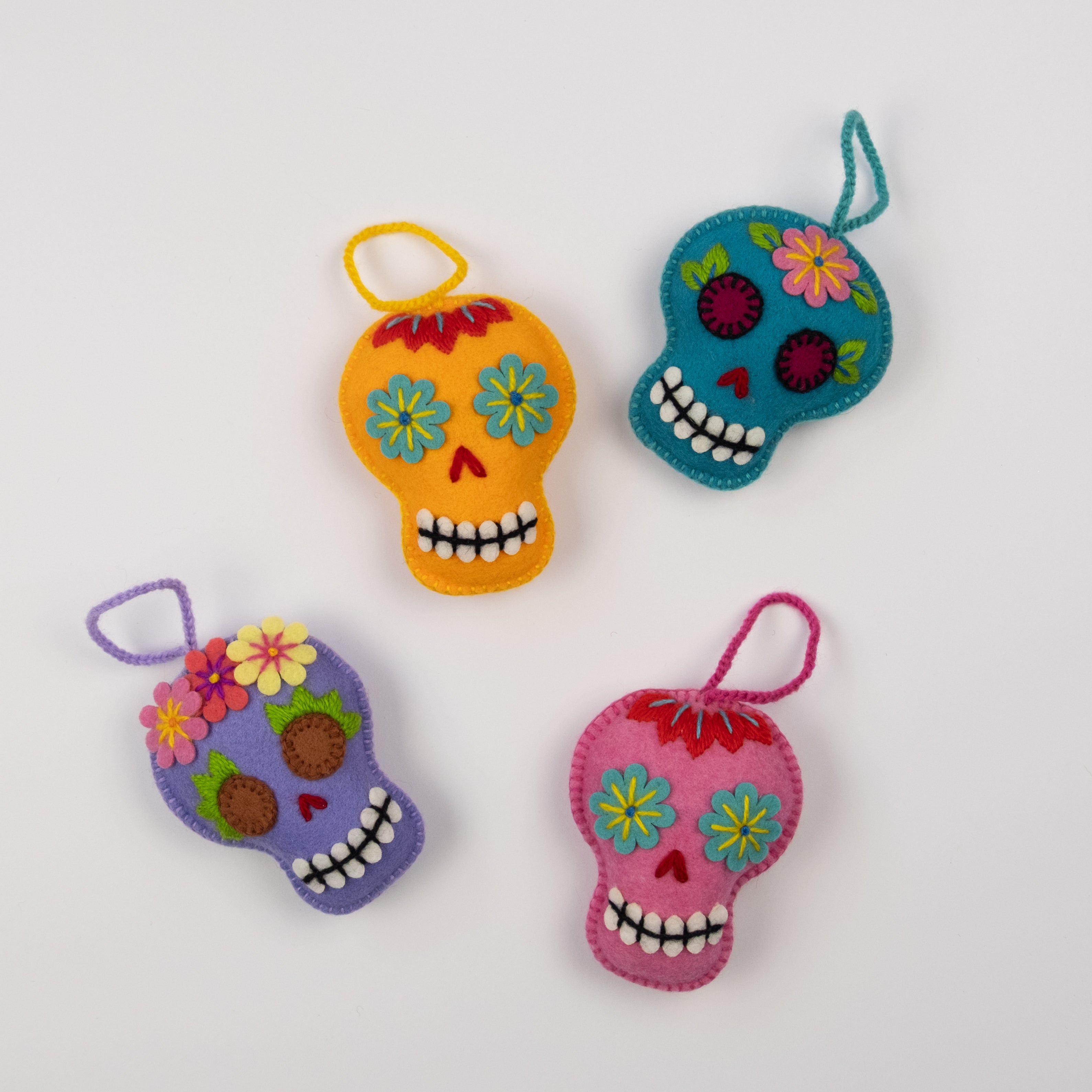 Embroidered Sugar Skull Ornament
