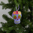 Embroidered Sugar Skull Ornament