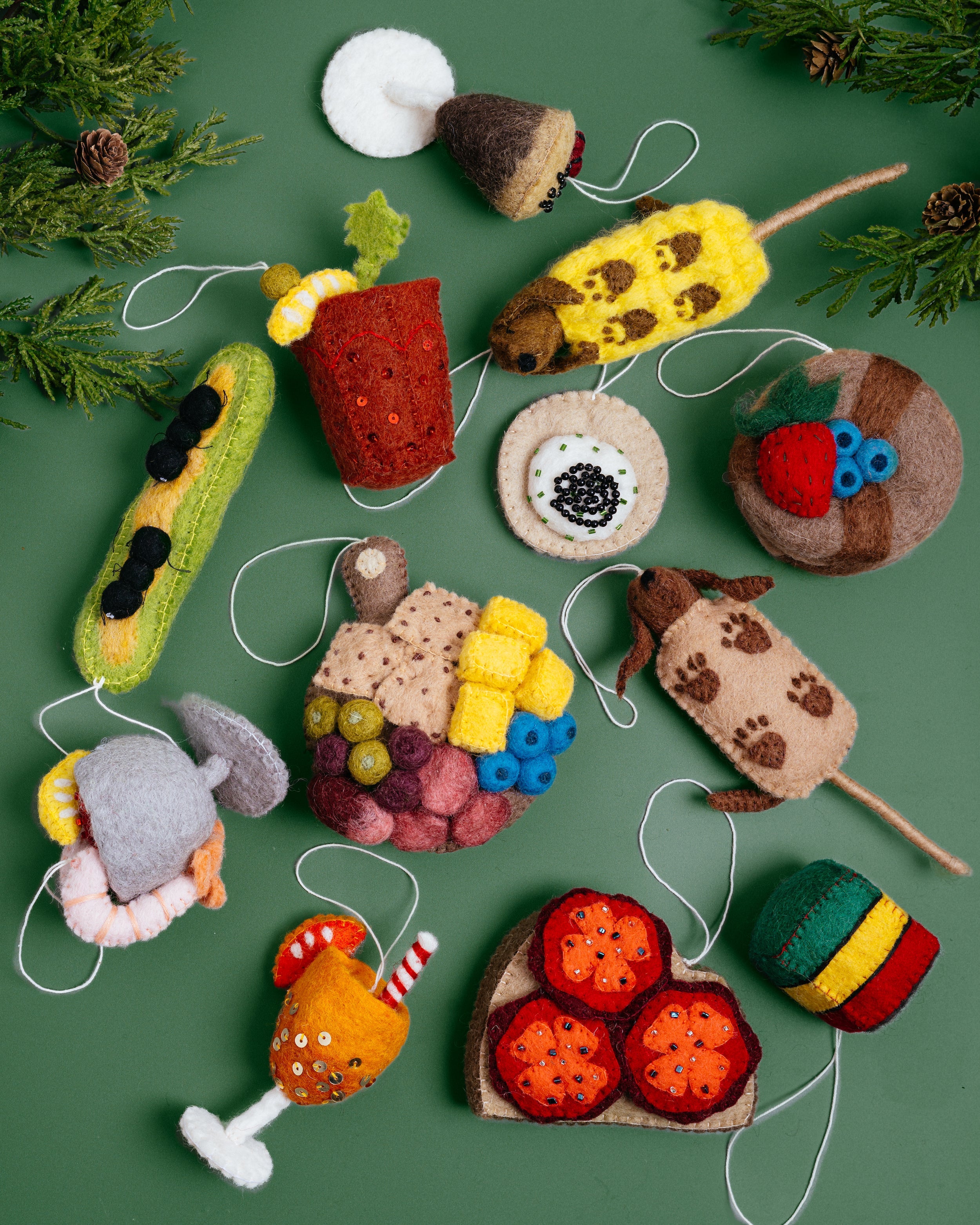 Felt Corn Dog Ornaments