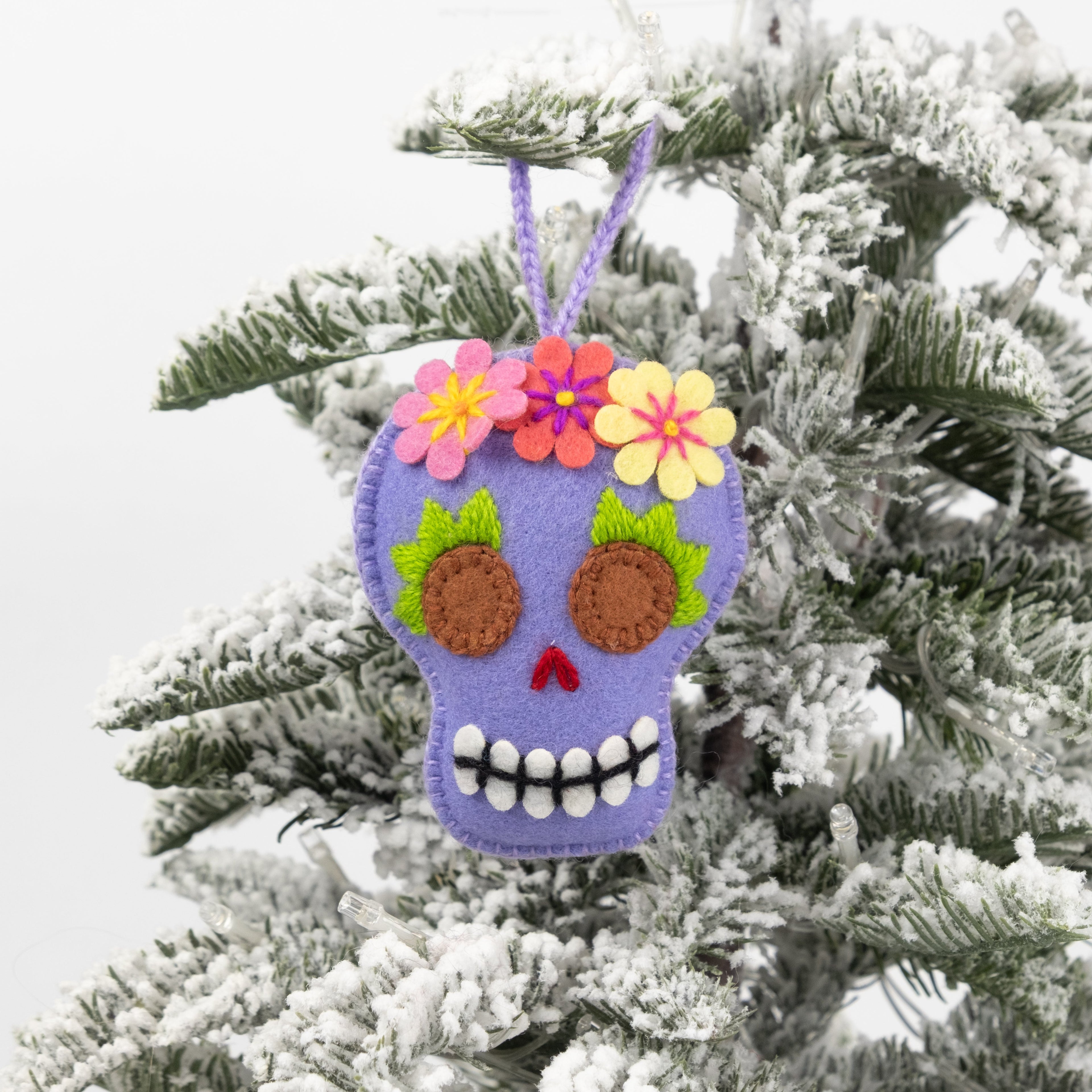 Embroidered Sugar Skull Ornament