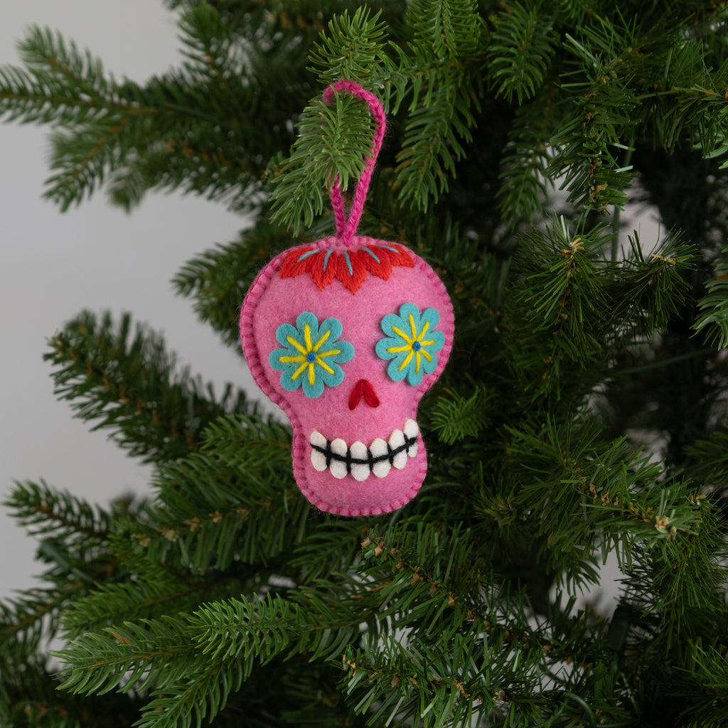 Embroidered Sugar Skull Ornament