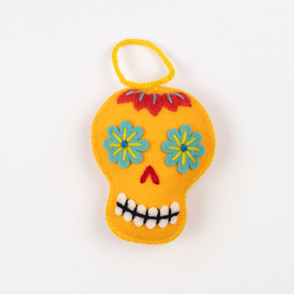 Embroidered Sugar Skull Ornament