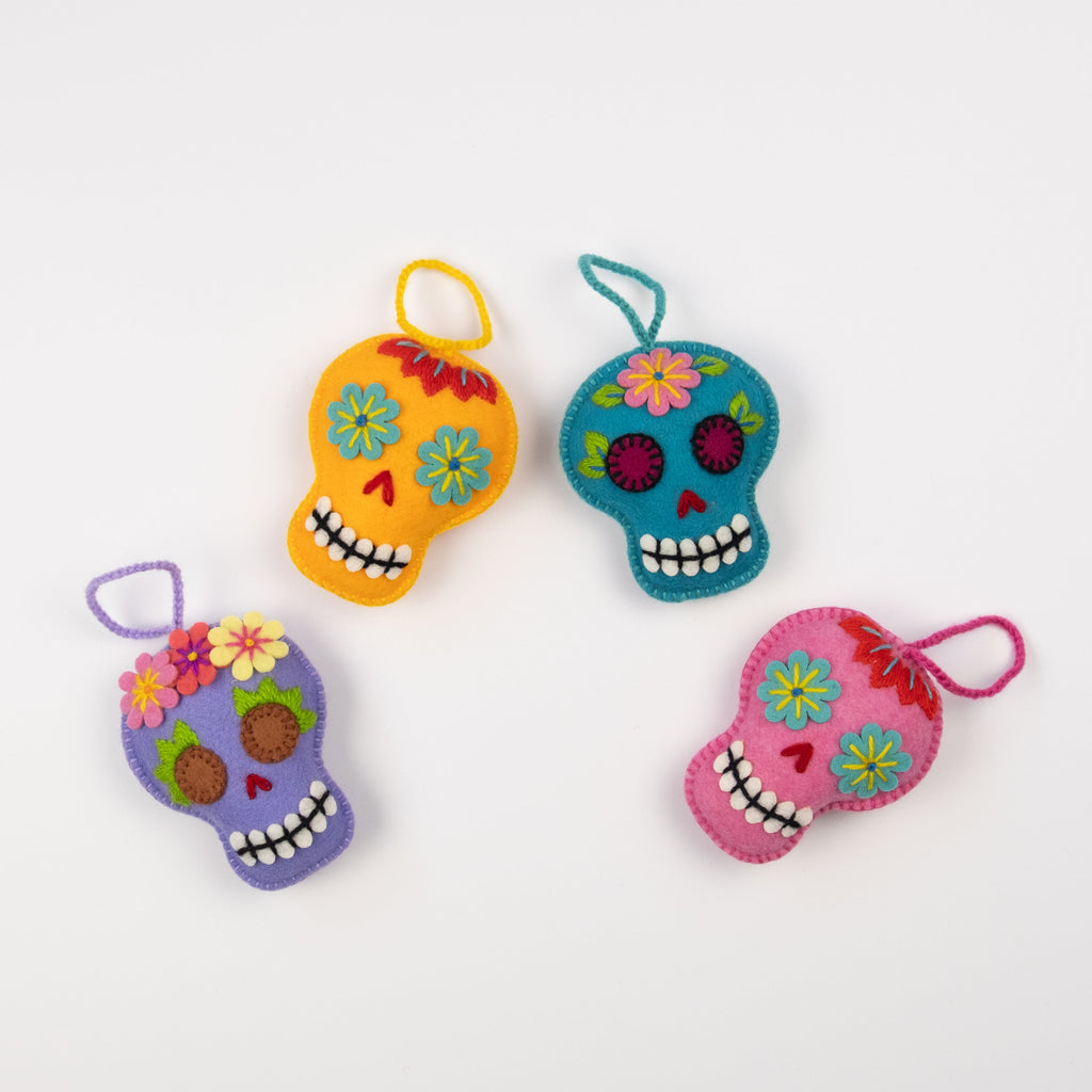Embroidered Sugar Skull Ornament