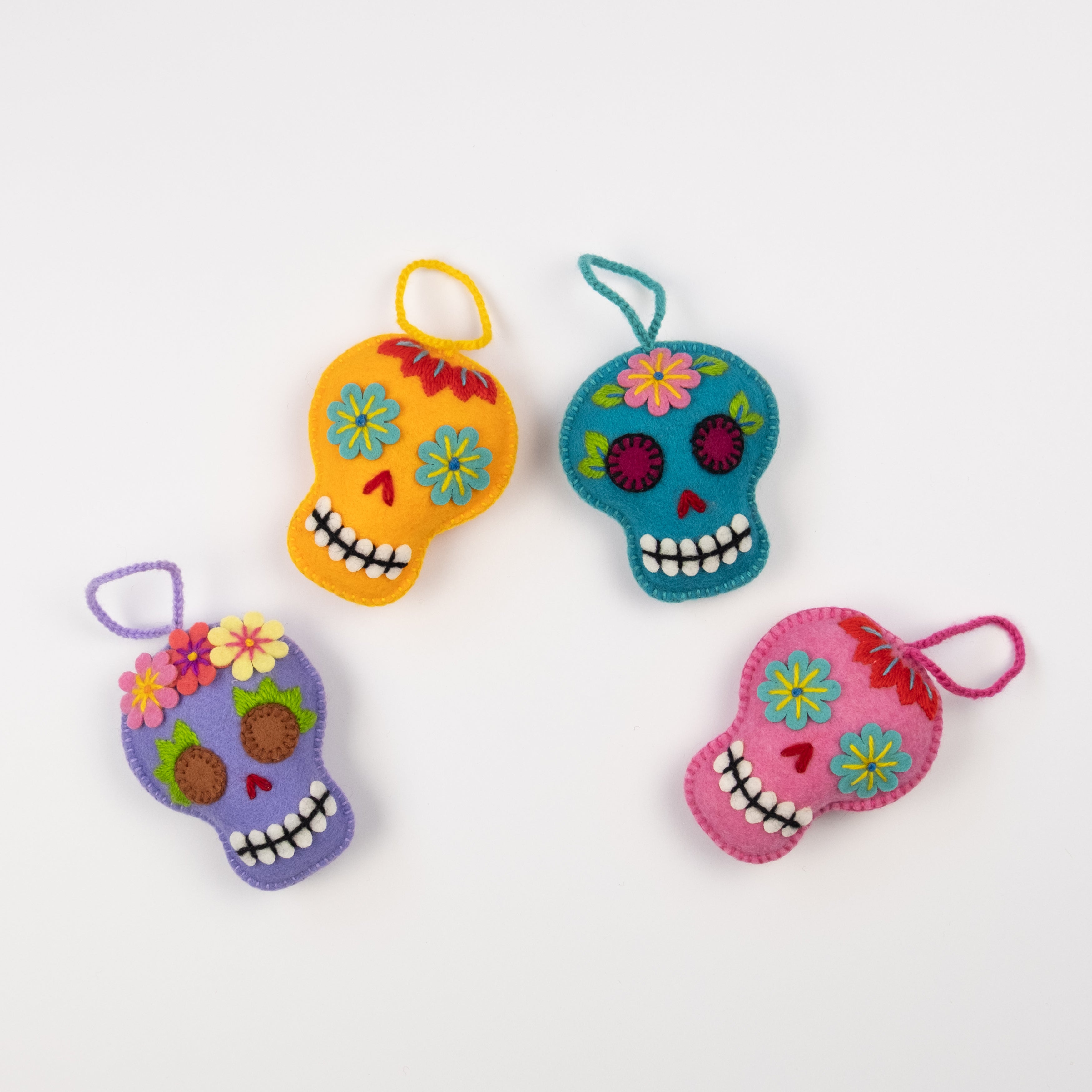 Embroidered Sugar Skull Ornament