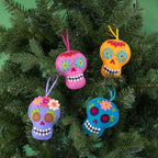 Embroidered Sugar Skull Ornament